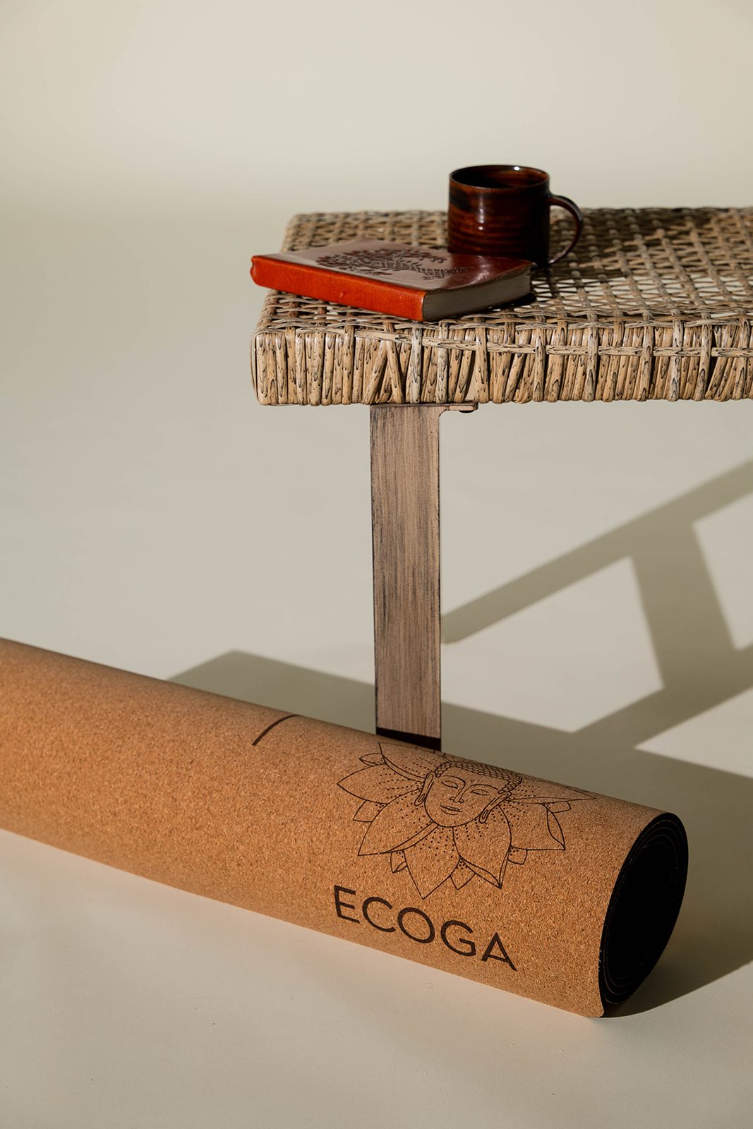 Ecoga cork mat beside a wooden bench